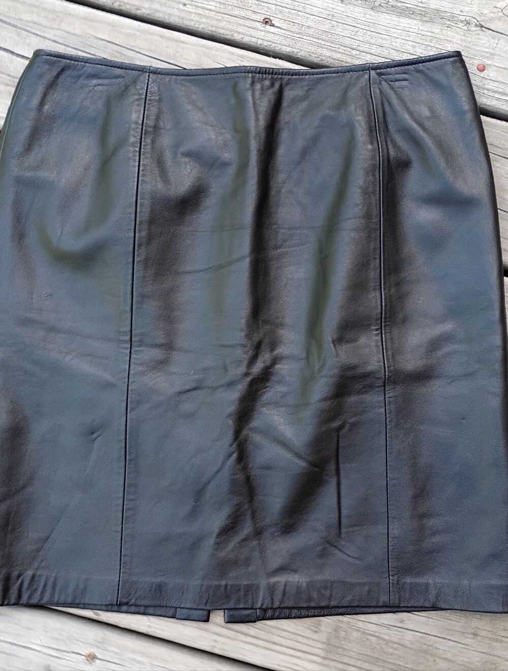 Classic Black Soft Lambskin Leather Pencil Skirt Sz 14